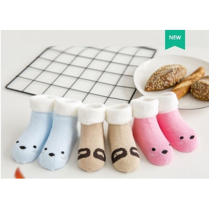 极客鹿 婴儿加绒纯棉中筒袜 3双装