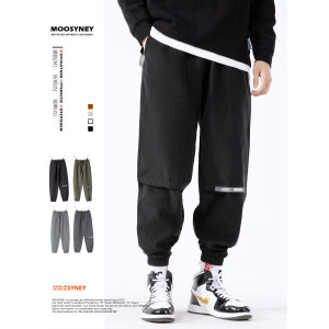 牧西尼 男子麂皮绒面料时尚束脚裤