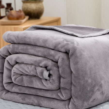 绣丽一方 加厚珊瑚绒毯子 灰色 100*150cm