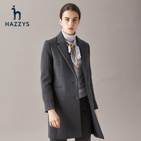 双11预售：Hazzys 哈吉斯 ABSSH08DH15Y 羊毛大衣女中长款