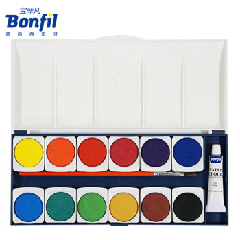 Bonfil 宝菲凡 灵感系列 BWT8707 固体水彩颜料套装 12色 赠画笔 *3件