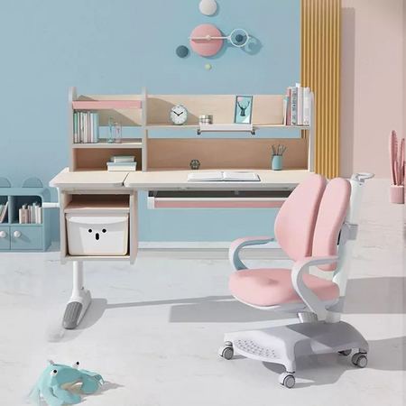 京造x好学问 儿童学习桌椅套装（可升降带书架）