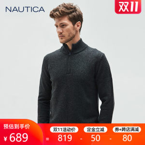 美国 NAUTICA 诺帝卡 男士休闲半开襟羊毛衫 689元双11预售到手价