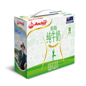 新西兰进口 安佳 脱脂牛奶 250ml*16盒*2箱 109元双11预售到手价