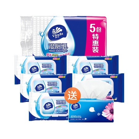 88VIP：Vinda 维达 湿厕纸纸巾 40片*5包量贩装 *3件