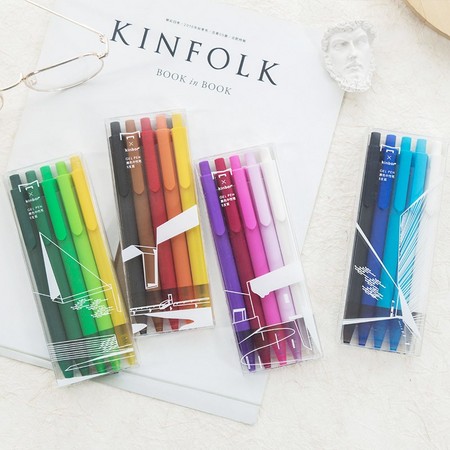 kinbor 色彩实验室 彩色按动中性笔 0.5mm 5支装