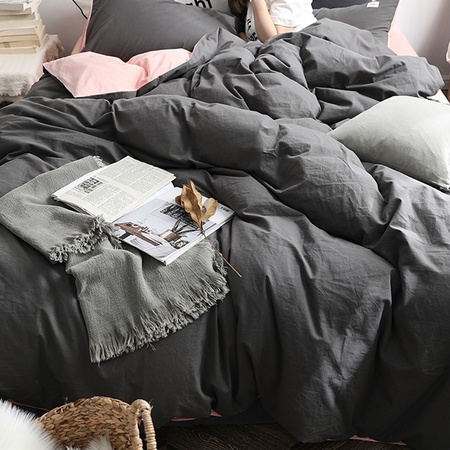 雅莱贝蒙 40支全棉四件套 浅灰+粉 1.8m