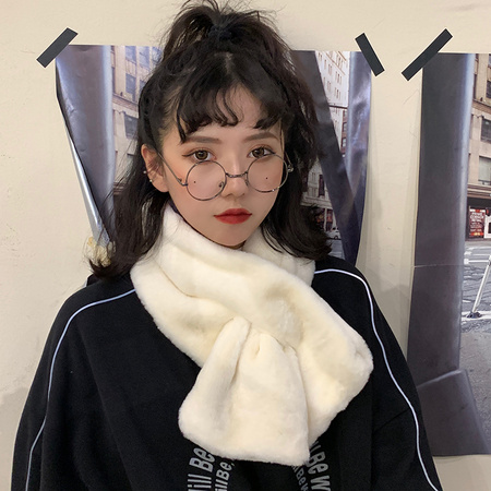 画蔻 可爱毛绒纯色围巾 14*90cm