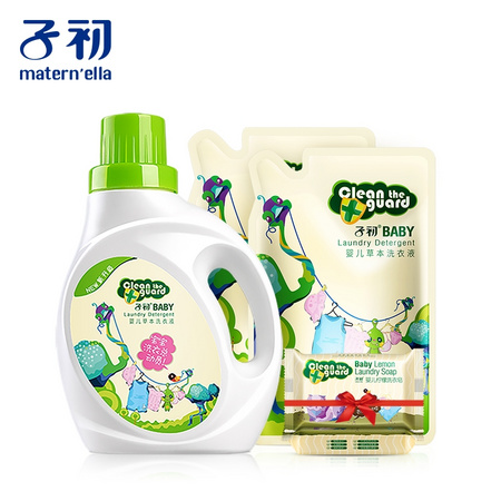 Matern’ella 子初 婴儿洗衣液组合套装 1L+500ml*2袋+80g*2块 *2件