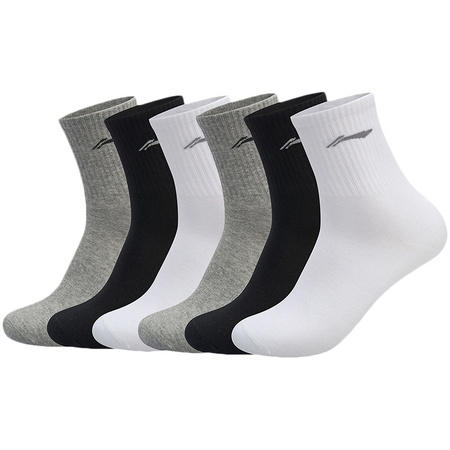 LI-NING 李宁 AWSP343 男士中筒袜 六双装