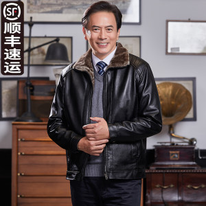 宝牧多斯 中老年人皮衣外套 爸爸装