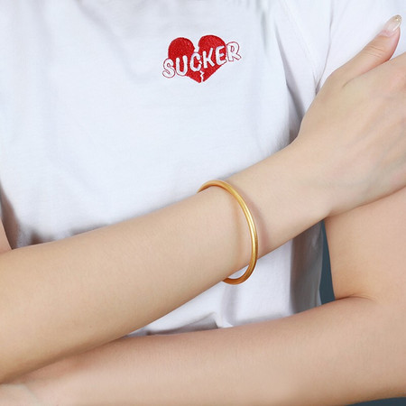 中国白银 古法银镀金手镯 约25克