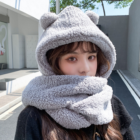 KAL’ANWEI 卡兰薇 MZ-91484#3 小熊耳朵帽子一体围巾