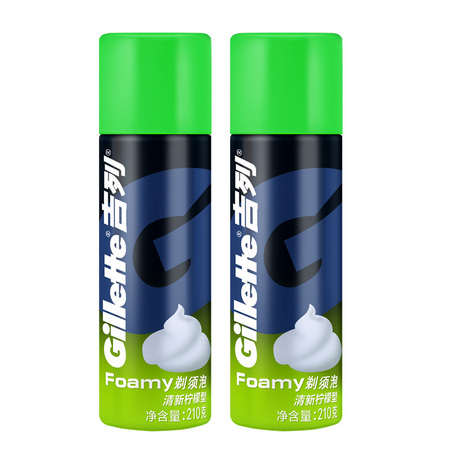 聚划算百亿补贴：illette 吉列 清新柠檬型 剃须泡 210g*2瓶