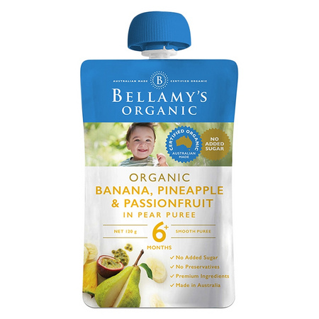 BELLAMY'S 贝拉米 婴幼儿辅食 香蕉凤梨百香果梨果泥120g *4件