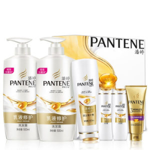PANTENE 潘婷 乳液修护套装(洗发水500ml*2+护发素400ml+赠230ml洗发水补充装)