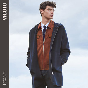 威可多 男士双面穿修身羊毛呢子大衣 624元双11预售到手价