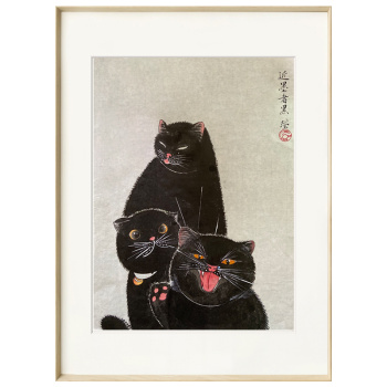 朱婉莹国画《近墨者黑》客厅沙发背景墙壁画装饰画家用配电箱遮