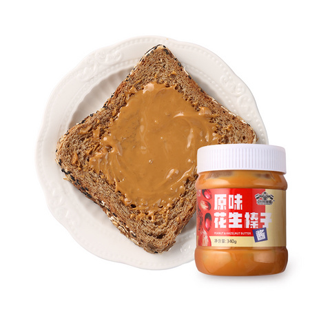 玩铁猩猩 无糖无盐 原味花生榛子酱 340g