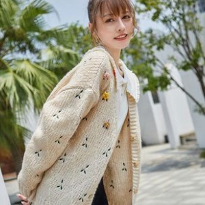 双11预售：Five Plus 5+ 2RE3032040 女士刺绣花朵宽松针织开衫