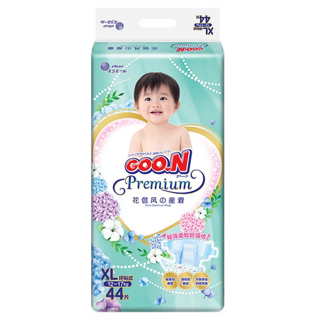 88VIP：GOO.N 大王 花信风环贴系列 婴儿纸尿裤 XL44片 *4件