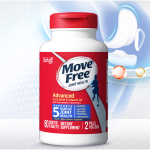 美产 维骨力 Move Free氨基葡萄糖软骨素 MSM加强版蓝瓶 80粒