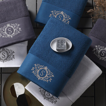雪仑尔 纯棉加厚浴巾 琉璃蓝 140*80cm *4件