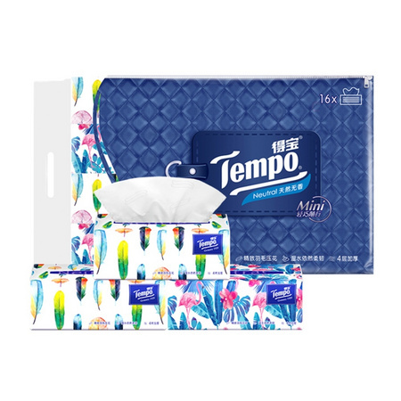 88VIP： Tempo 得宝 天然无香抽纸 4层*80抽*16包 *6件