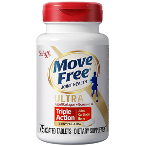 美国进口 Schiff MoveFree Ultra骨胶原维骨力 白瓶 超浓缩 75粒