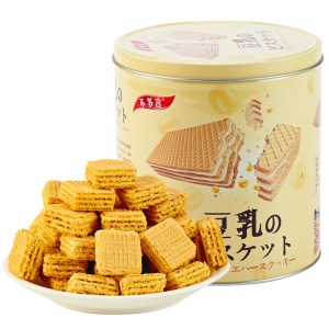 初萌 日式豆乳威化饼 300g铁桶装