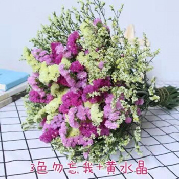 奥丝达 勿忘我永生花 粉玫黄+黄水晶 10支