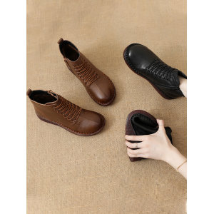 itbu 头层牛皮防滑软底秋冬妈妈鞋 中老年软皮鞋