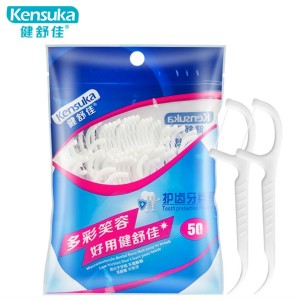 京东PLUS会员： 健舒佳 舒适洁齿高分子圆线牙线棒 50支 *6件