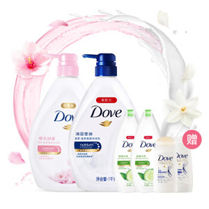 Dove 多芬 滋养美肤沐浴露套装（1kg*2+190ml*2+50ml*2）+赠沐浴露300ml*2 *3件