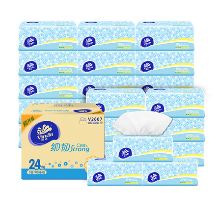 聚划算百亿补贴：Vinda 维达 细韧抽纸 3层*100抽*24包（120mm*195mm）