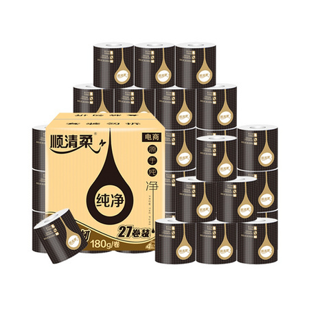 88VIP：顺清柔 有芯卷纸 柔韧 4层180g27卷 *2件