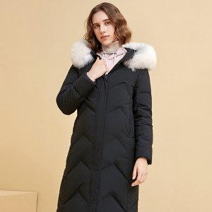 暖频道 男士貉子大毛领 中长款修身羽绒服 90%鸭绒