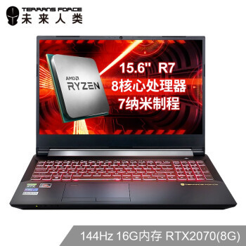 TERRANS FORCE 未来人类 AMD-27X7SH1 15.6英寸游戏本(R7-3700X、16GB、512GB+1TB、RTX2070、144Hz）