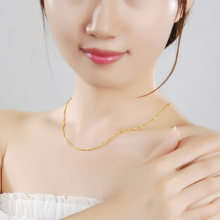 周大生 G0LC0018 水波纹足金锁骨链 3.33g