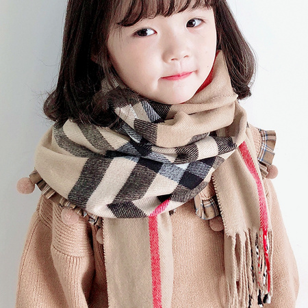 猫猫哒 儿童韩版格子围巾