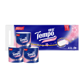 有券的上、京东PLUS会员：Tempo 得宝 樱花香味有芯卷筒纸巾 4层*160g*10卷 *3件