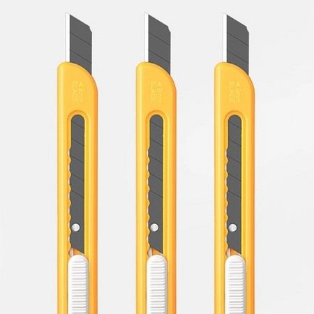 老耐刀 炫彩美工小刀 全黑刃 3把装 颜色随机