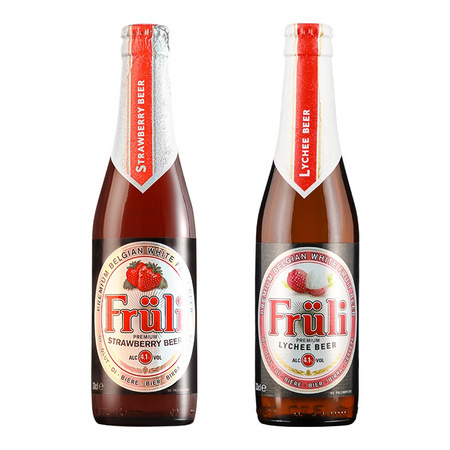 Fruli 芙力 草莓味/荔枝味果味啤酒 精酿女士生果味酒 330ml*2瓶