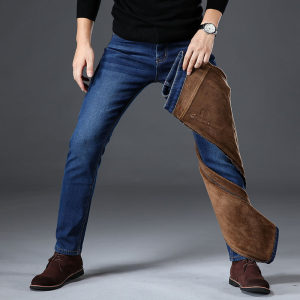 炫探 男士加绒加厚款 直筒牛仔裤