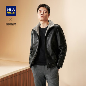 HLA/海澜之家 男士毛绒加厚商务休闲PU夹克 可脱卸内胆