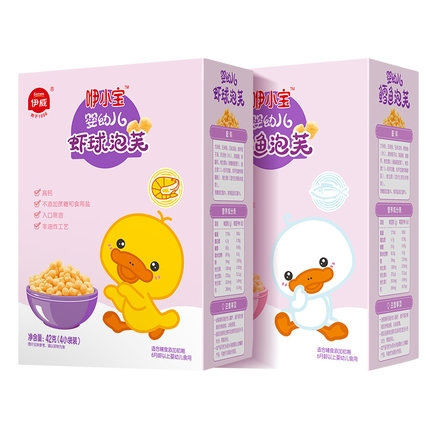 聚划算百亿补贴：Eastwes 伊威 宝宝零食虾球+鳕鱼球 2盒装