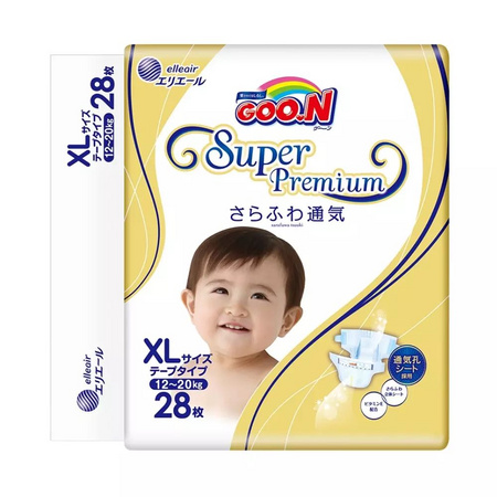 最后4小时：GOO.N 大王 光羽 环贴式婴儿纸尿裤 XL28片 *3件