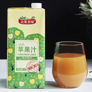 众果美味 100%苹果汁 1L 9.9元包邮