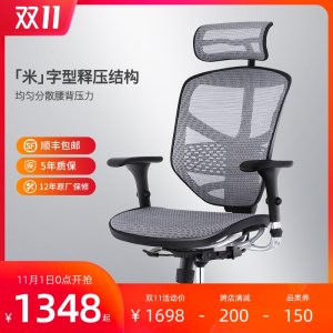  联友 金卓B 电脑椅 尼龙网面 防爆气压棒 适合国人体型 1298元抢先价