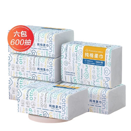 PurCotton 全棉时代 日用纯棉柔巾 100片*6包 *3件